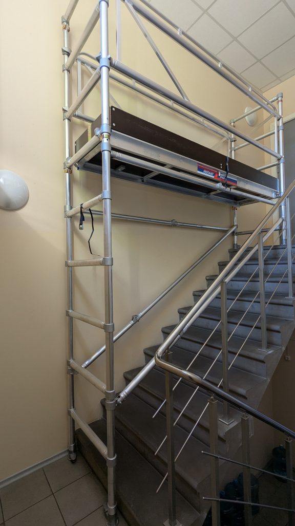 special scaffolding solution for stairwell repairs