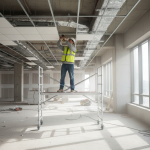 worker on SNAPPY foldable scaffolding tower