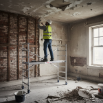 worker on SNAPPY foldable scaffolding tower